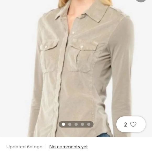 James Perse Military Soft Fine Wale Comfy Classic Cordoroy Utility Button Down - Picture 1 of 7
